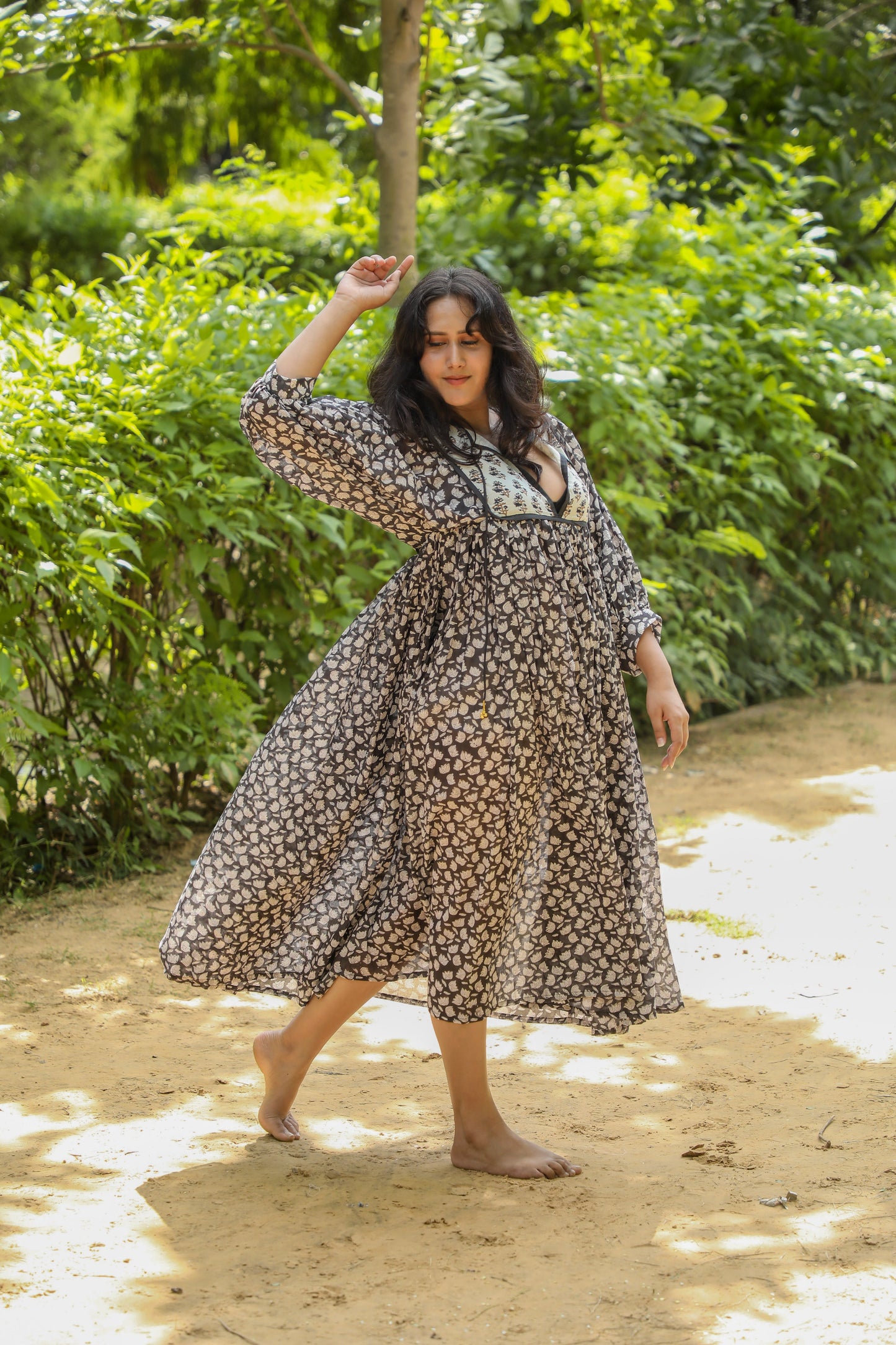 Hand Block Printed Hailey Midi ~Cola
