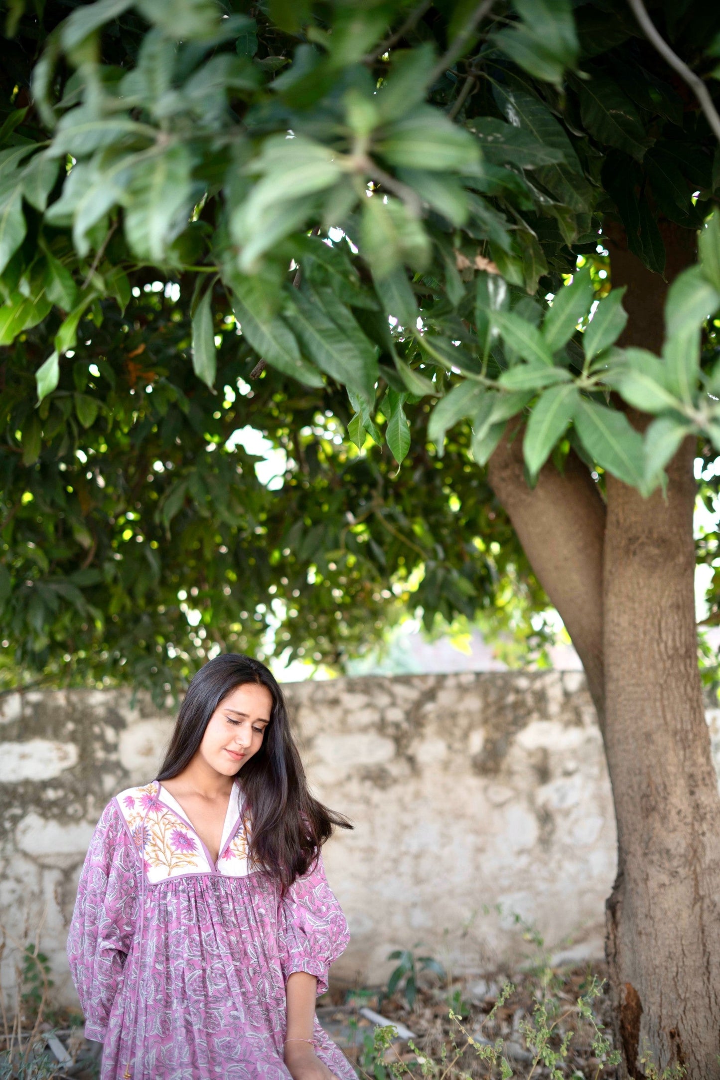 Hand Block Printed Hailey Midi Dress~ Orange