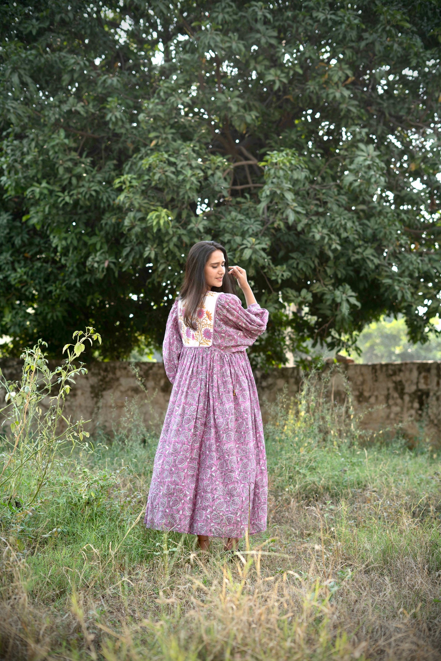 Hand Block Printed Hailey Midi ~Cola
