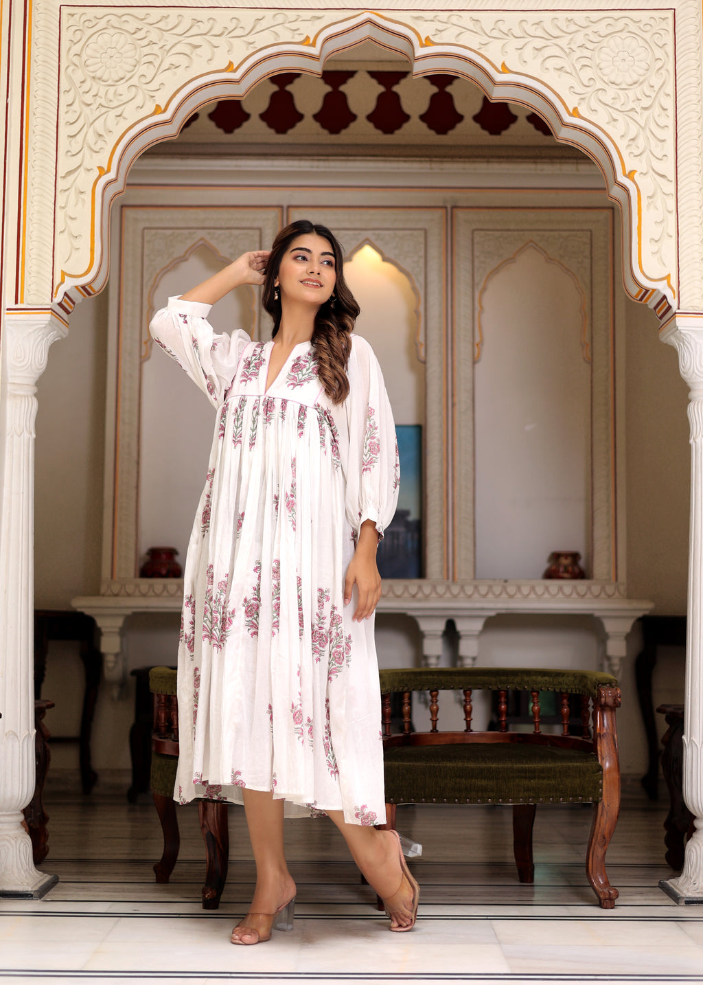 Hand Block Printed Aria Midi Dress