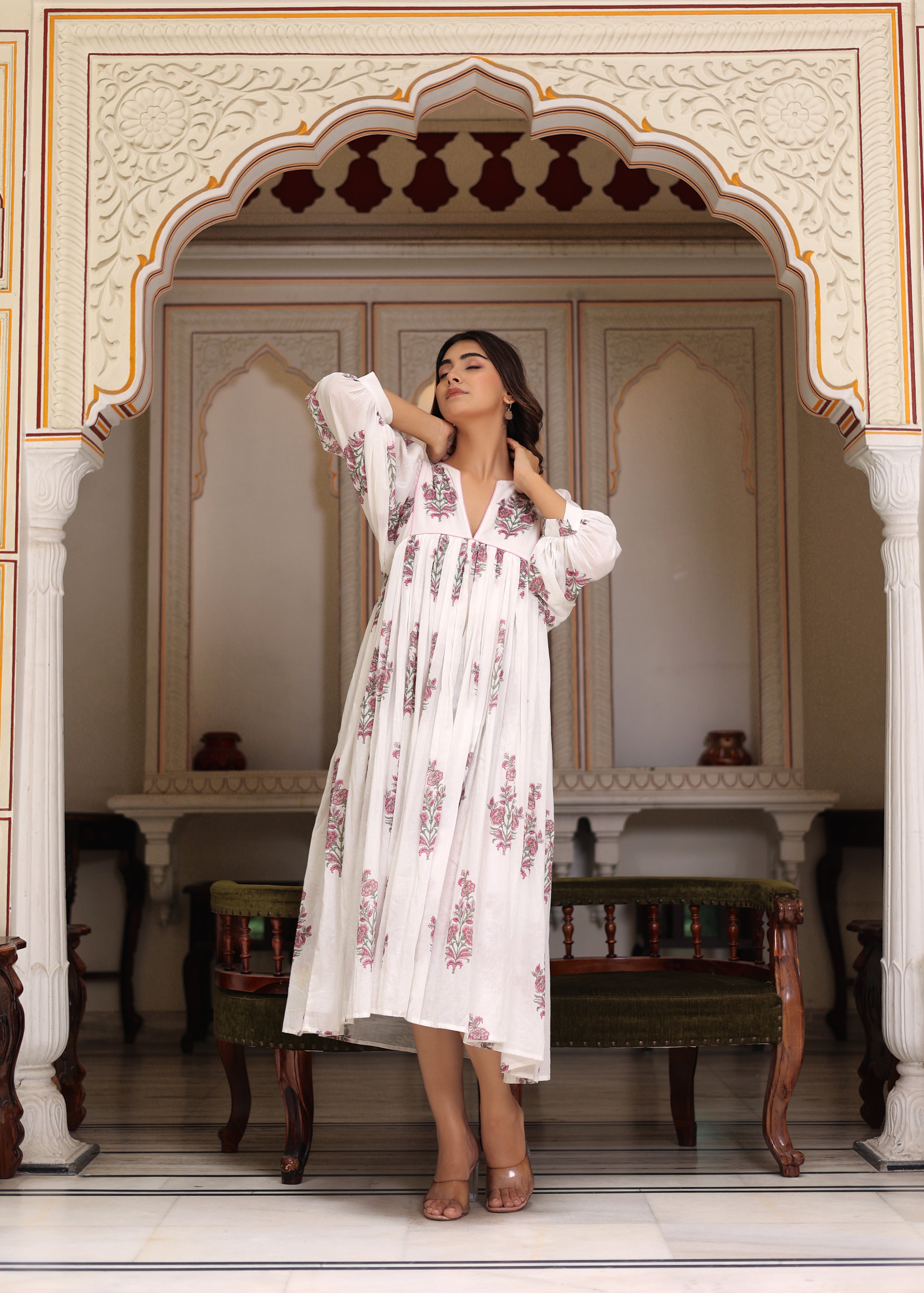 Hand Block Printed Aria Midi Dress
