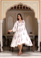 Hand Block Printed Aria Midi Dress