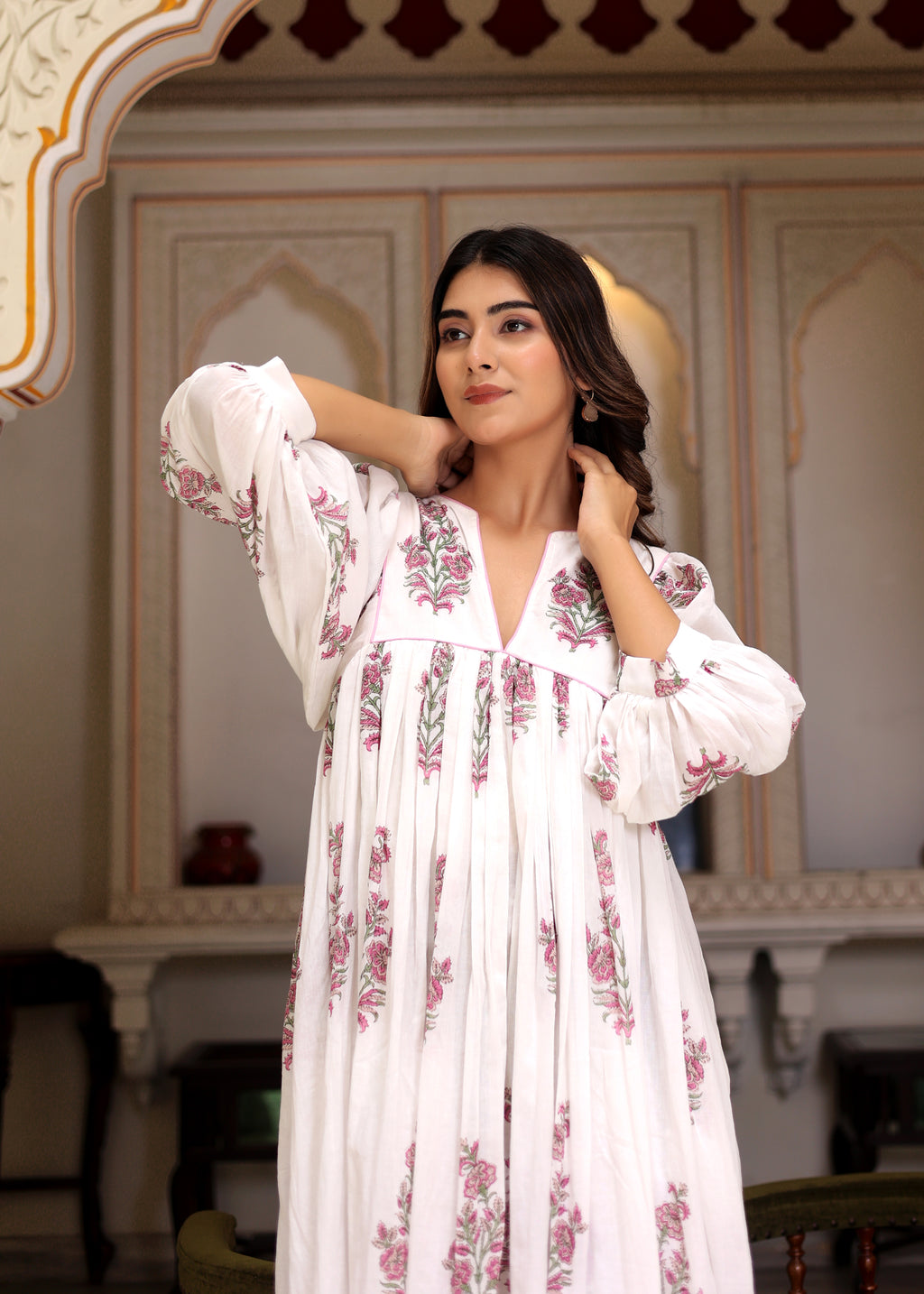 Hand Block Printed Aria Midi Dress