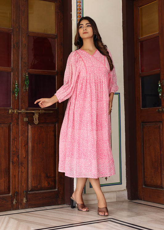 Ruth Wrap Around Midi~pink