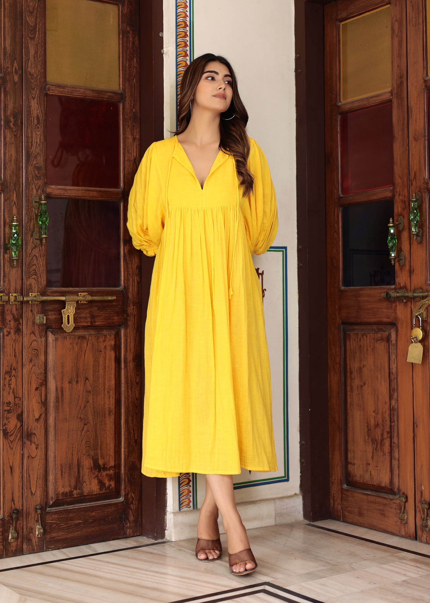 Suhani Gauze Midi~Lime Yellow