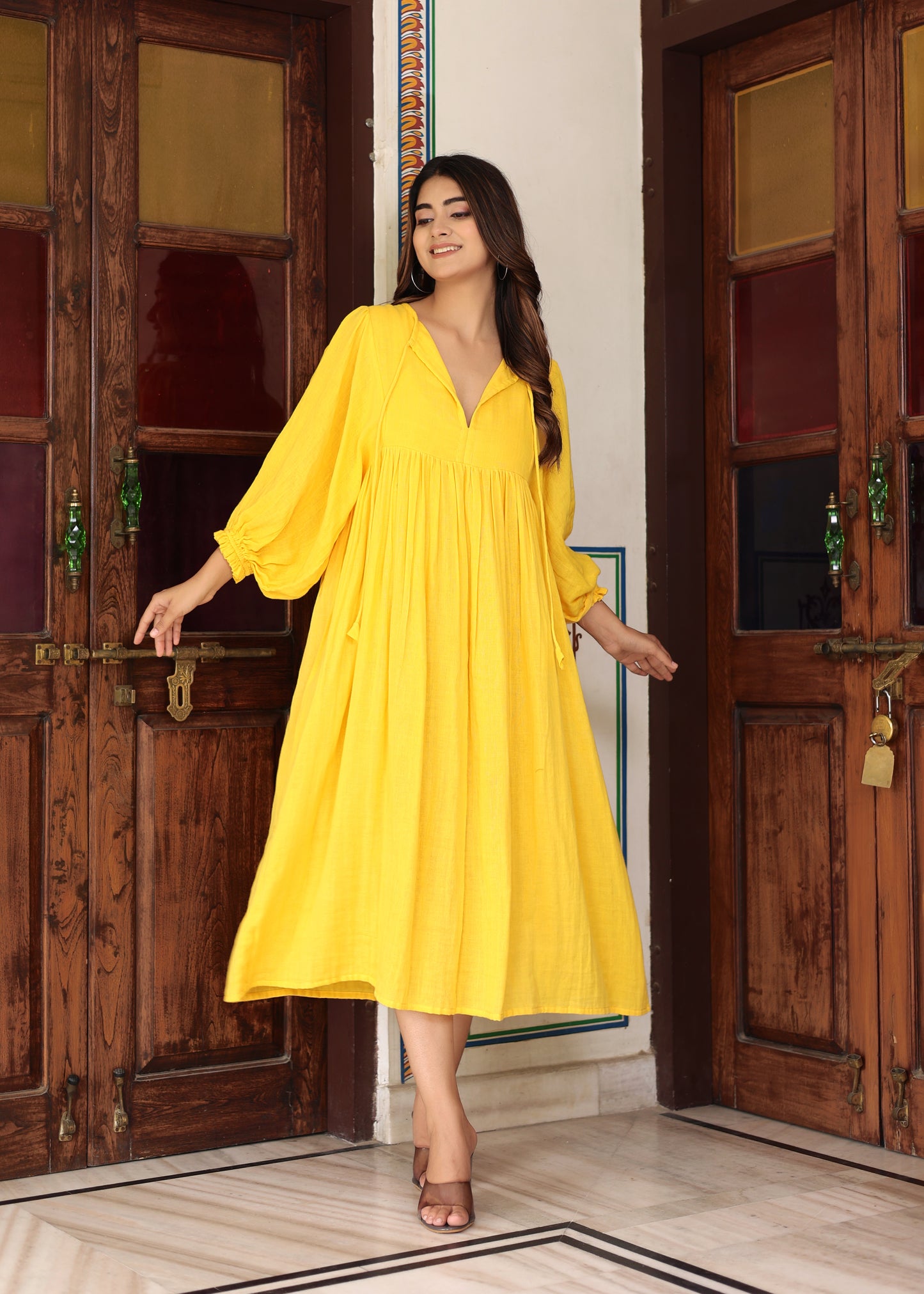 Suhani Gauze Midi~Lime Yellow