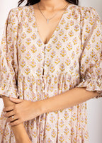 Beautiful Hand Block printed Scarlet Maxi Dress