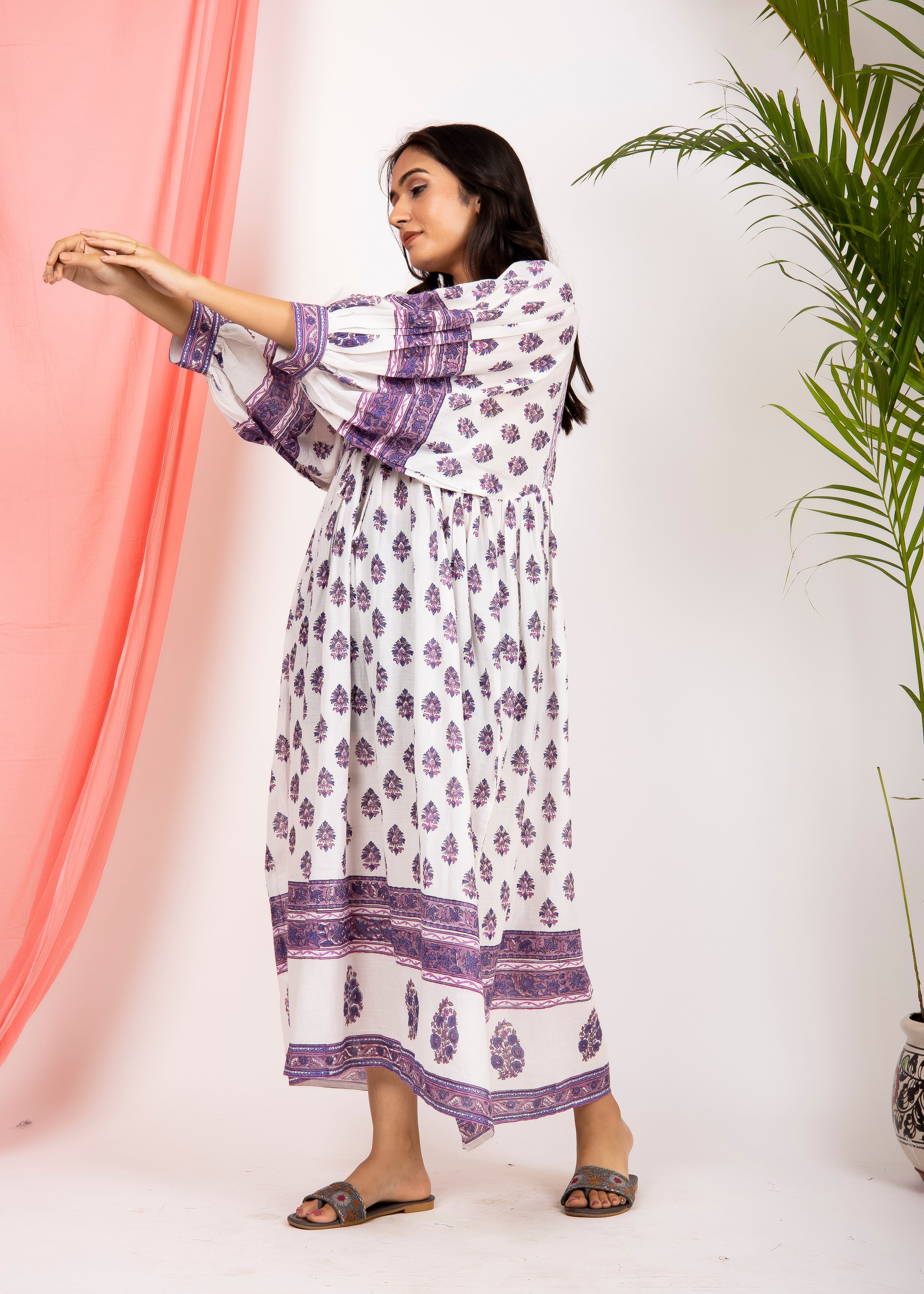 Hand Block Printed Sushi Maxi Dress