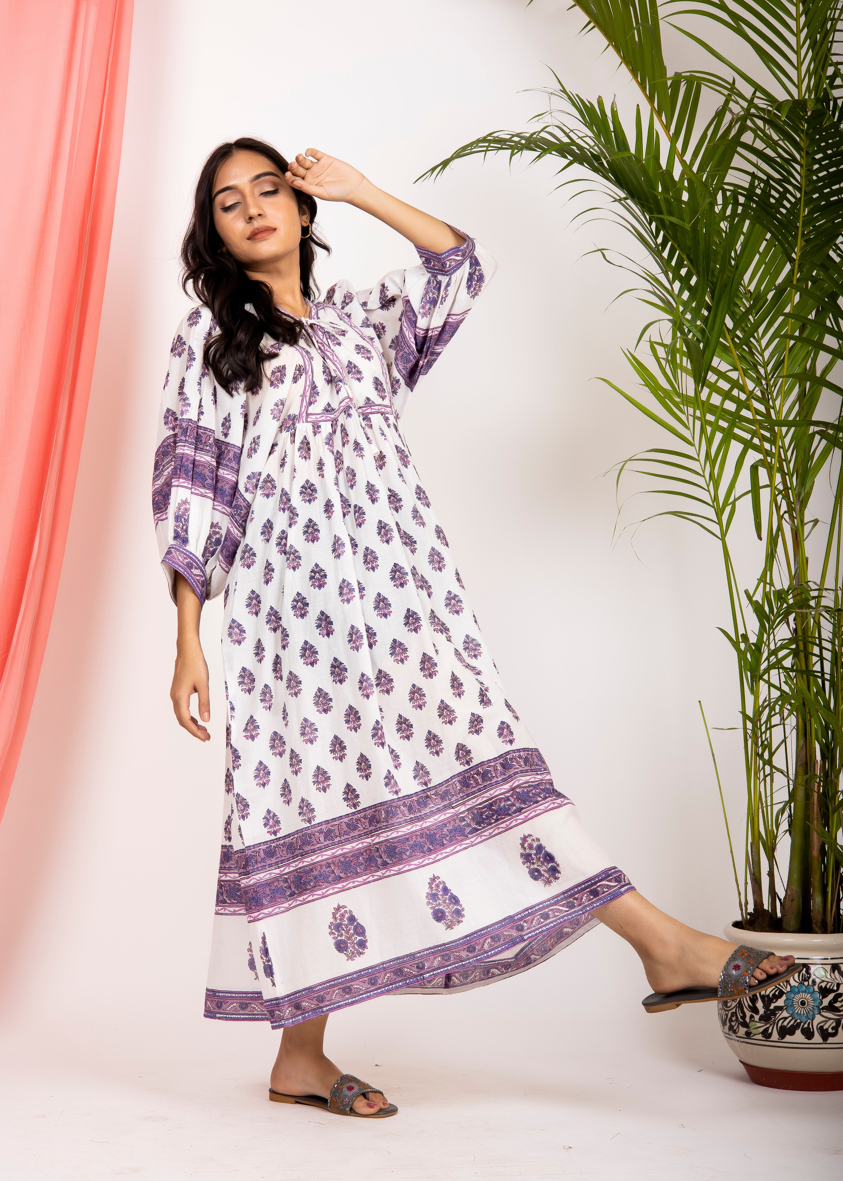 Hand Block Printed Sushi Maxi Dress