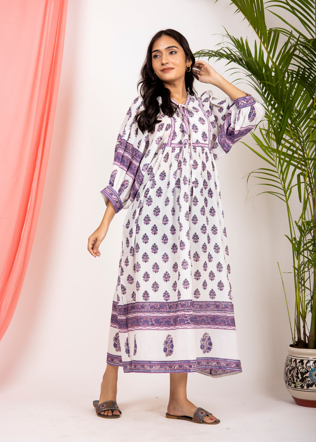 Hand Block Printed Sushi Maxi Dress