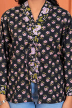 Aanya Cotton Floral Hand Block Print Tie-Up Top