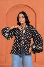 Aanya Cotton Floral Hand Block Print Tie-Up Top