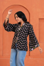 Aanya Cotton Floral Hand Block Print Tie-Up Top