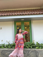 Women's Floral Cotton Maxi Dress | Boho Hand Block Print Long Dress