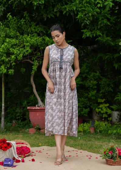 Madrid Olive Floral Cotton Maxi Dress