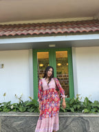Women's Floral Cotton Maxi Dress | Boho Hand Block Print Long Dress