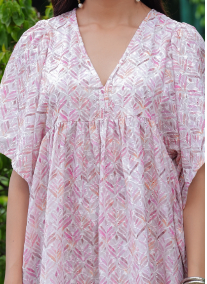 Schiffli Cotton Dobby mini dress