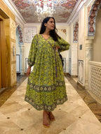 Hand Block Printed Cotton Dulce Wrap Midi Dress