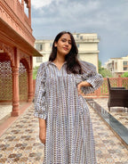 Beautiful Cotton Summer Handmade Carry Blue Midi Dress