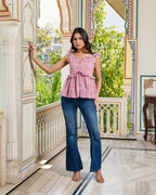 Hand Block Printed Cotton Peplum Top