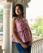 Hand Block Printed Cotton Peplum Top