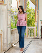 Hand Block Printed Cotton Peplum Top