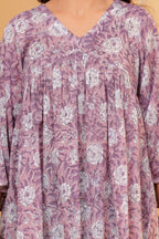 Rosa Hand Block Print Cotton Top | V-Neck with Flared Sleeves
