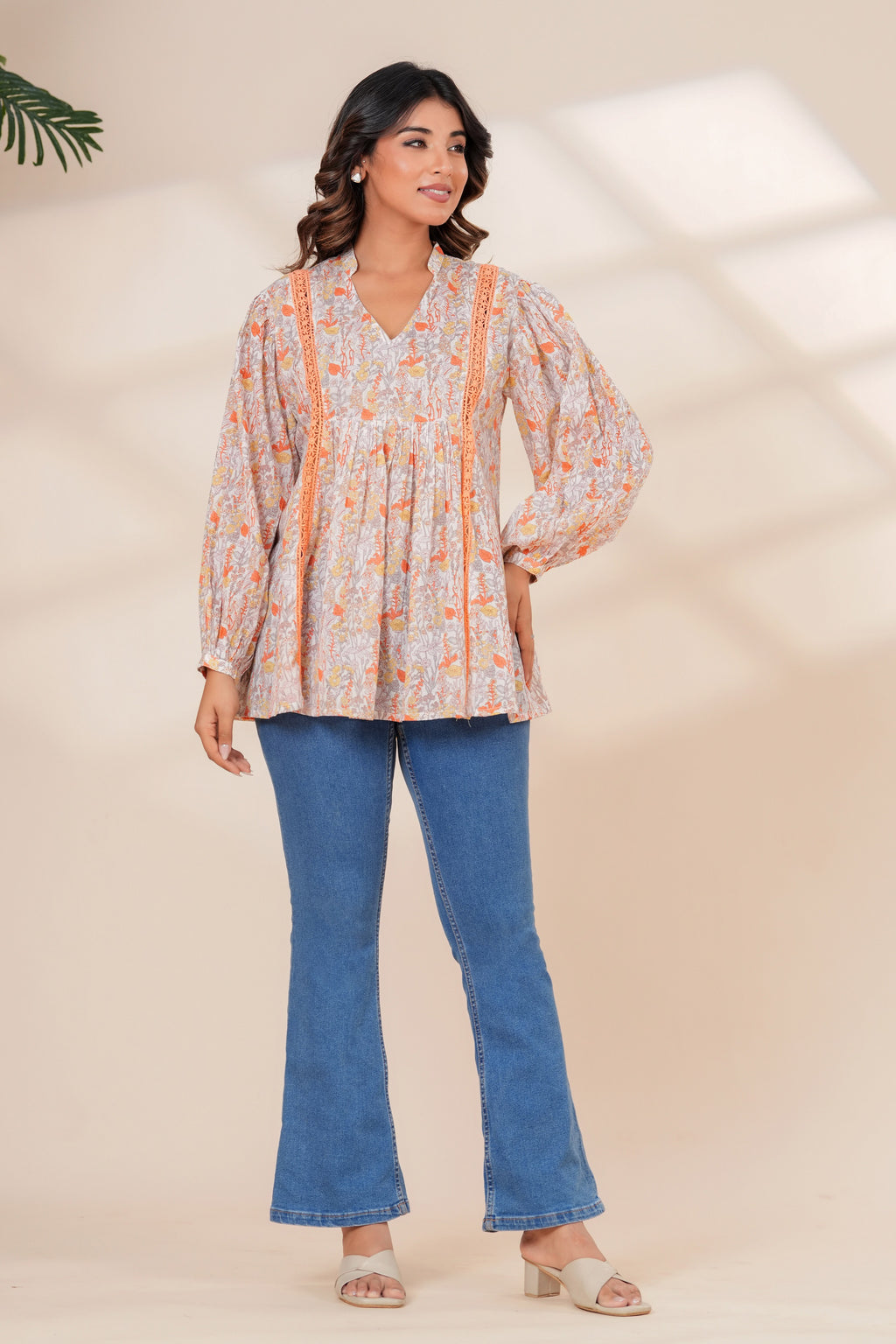 Women Cotton Hand Block Printed Summer Peplum Top
