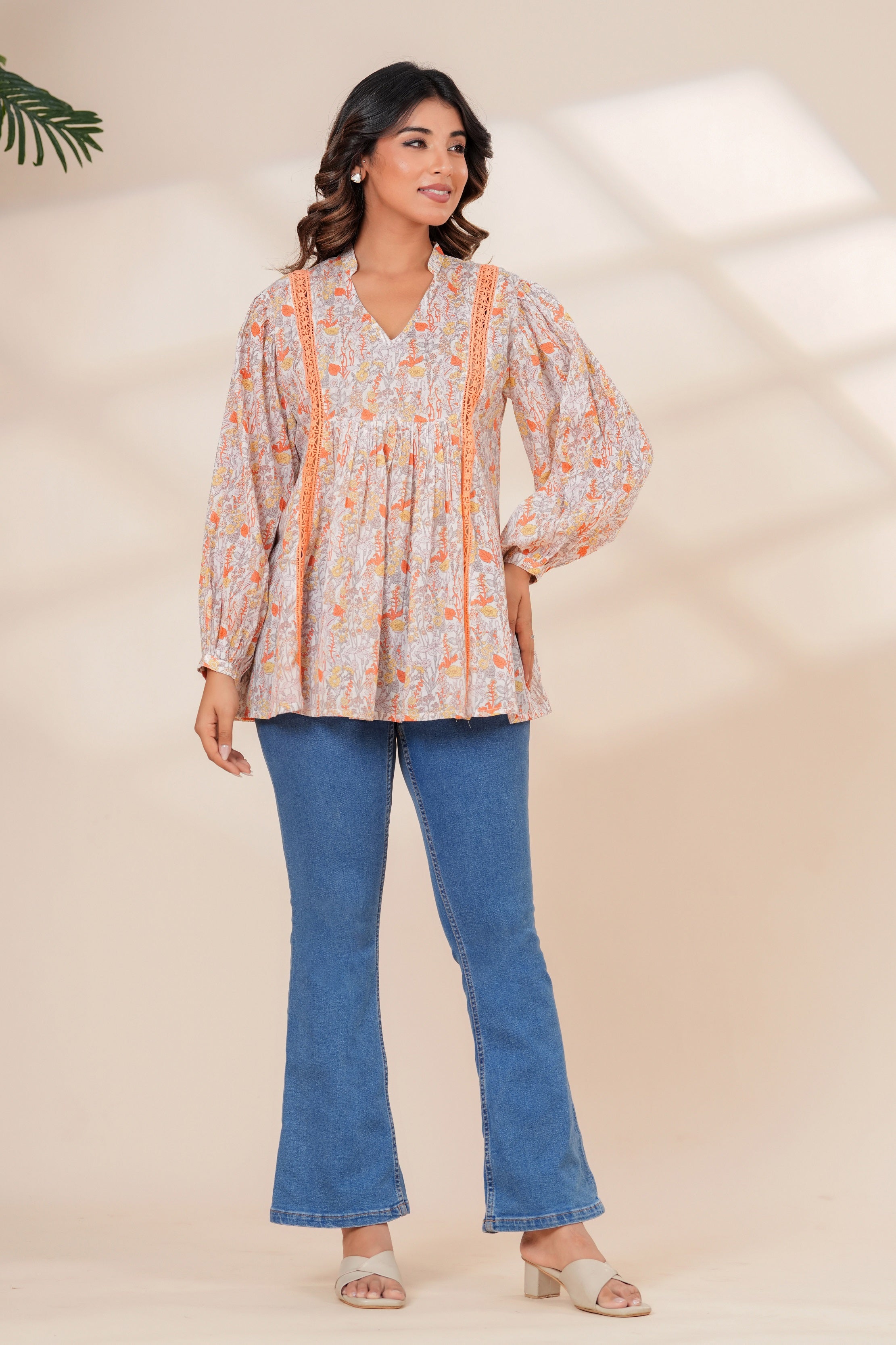 Women Cotton Hand Block Printed Summer Peplum Top