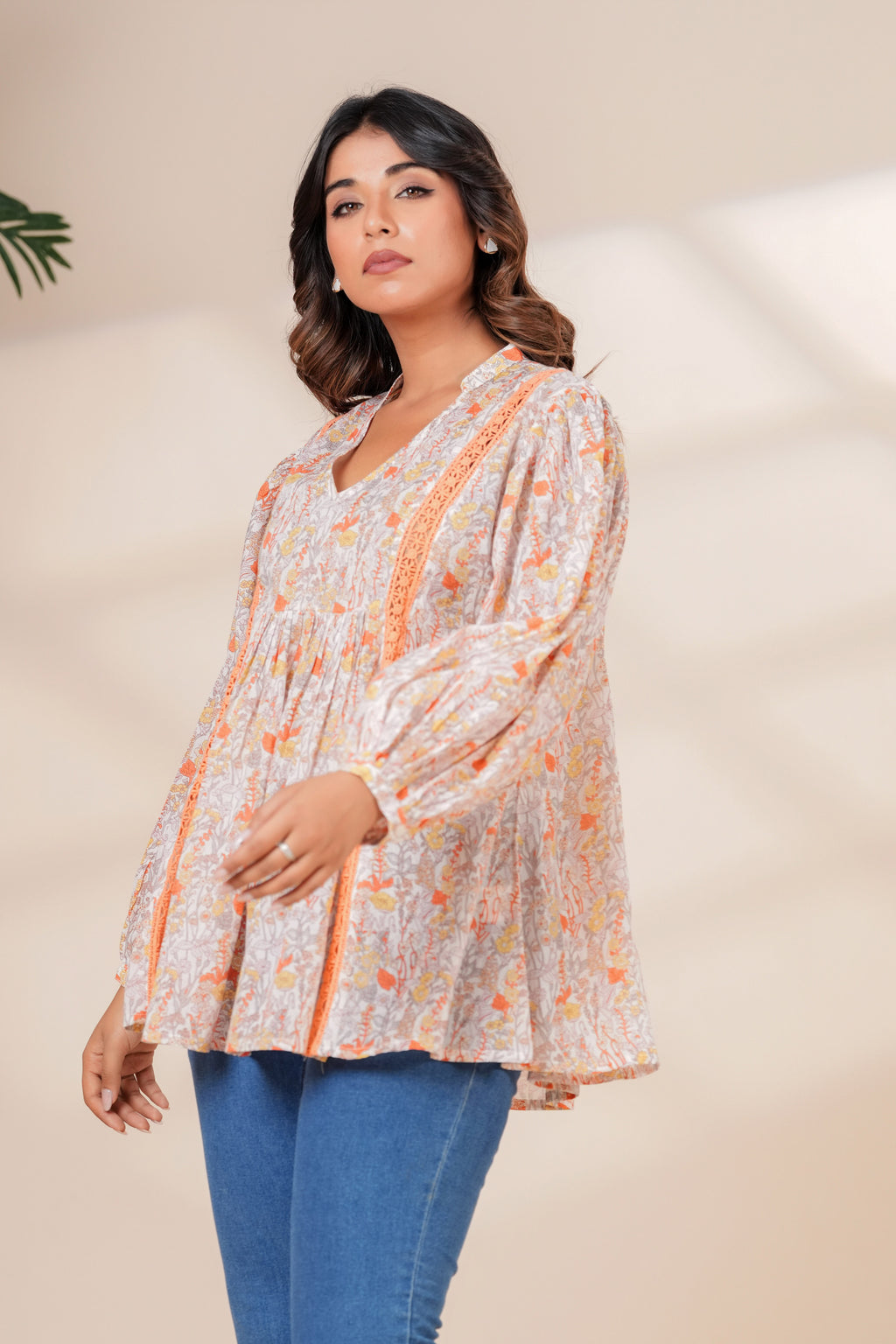 Women Cotton Hand Block Printed Summer Peplum Top