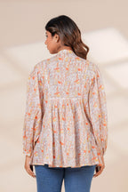 Women Cotton Hand Block Printed Summer Peplum Top