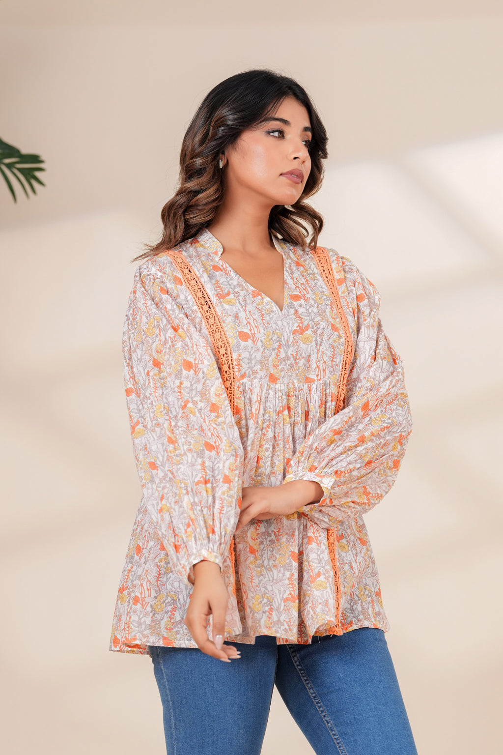 Women Cotton Hand Block Printed Summer Peplum Top