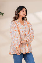 Women Cotton Hand Block Printed Summer Peplum Top