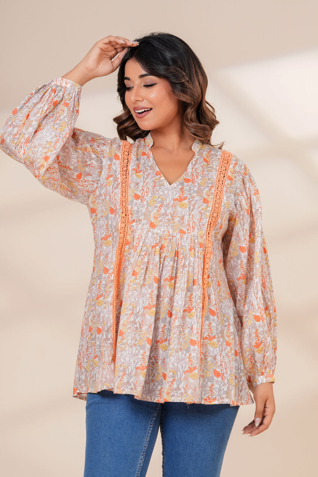 Women Cotton Hand Block Printed Summer Peplum Top