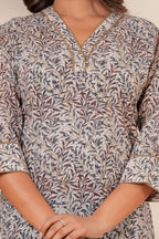 Women Cotton Hand Block Printed V-Neck Summer Top