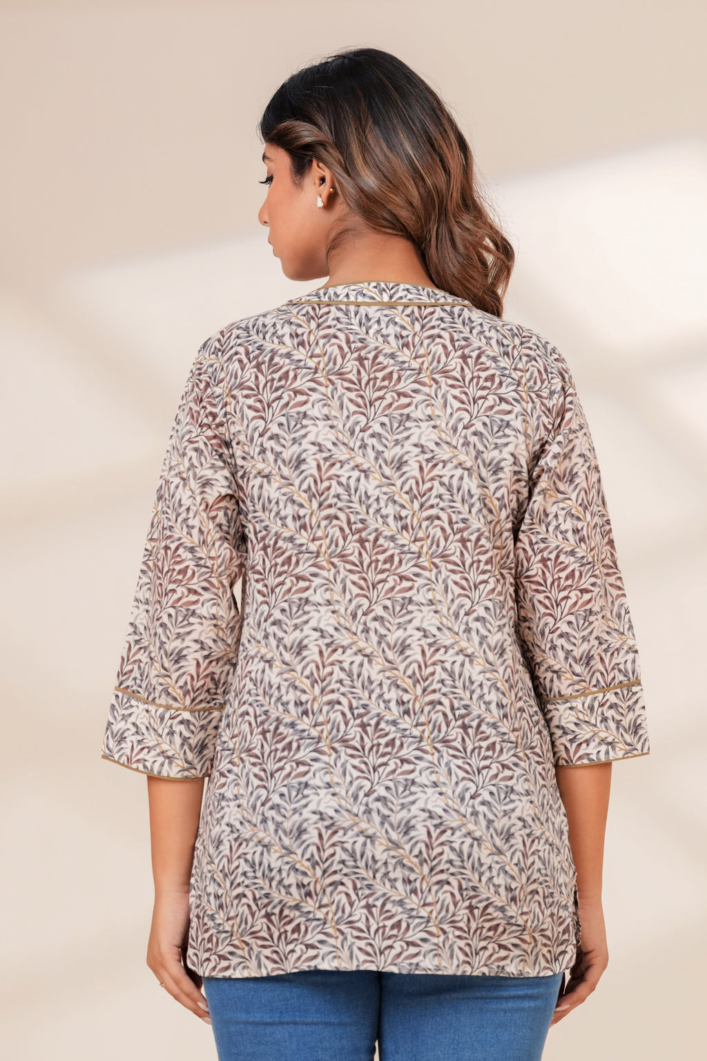 Women Cotton Hand Block Printed V-Neck Summer Top