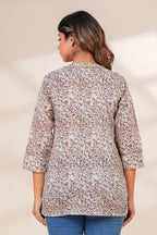 Women Cotton Hand Block Printed V-Neck Summer Top