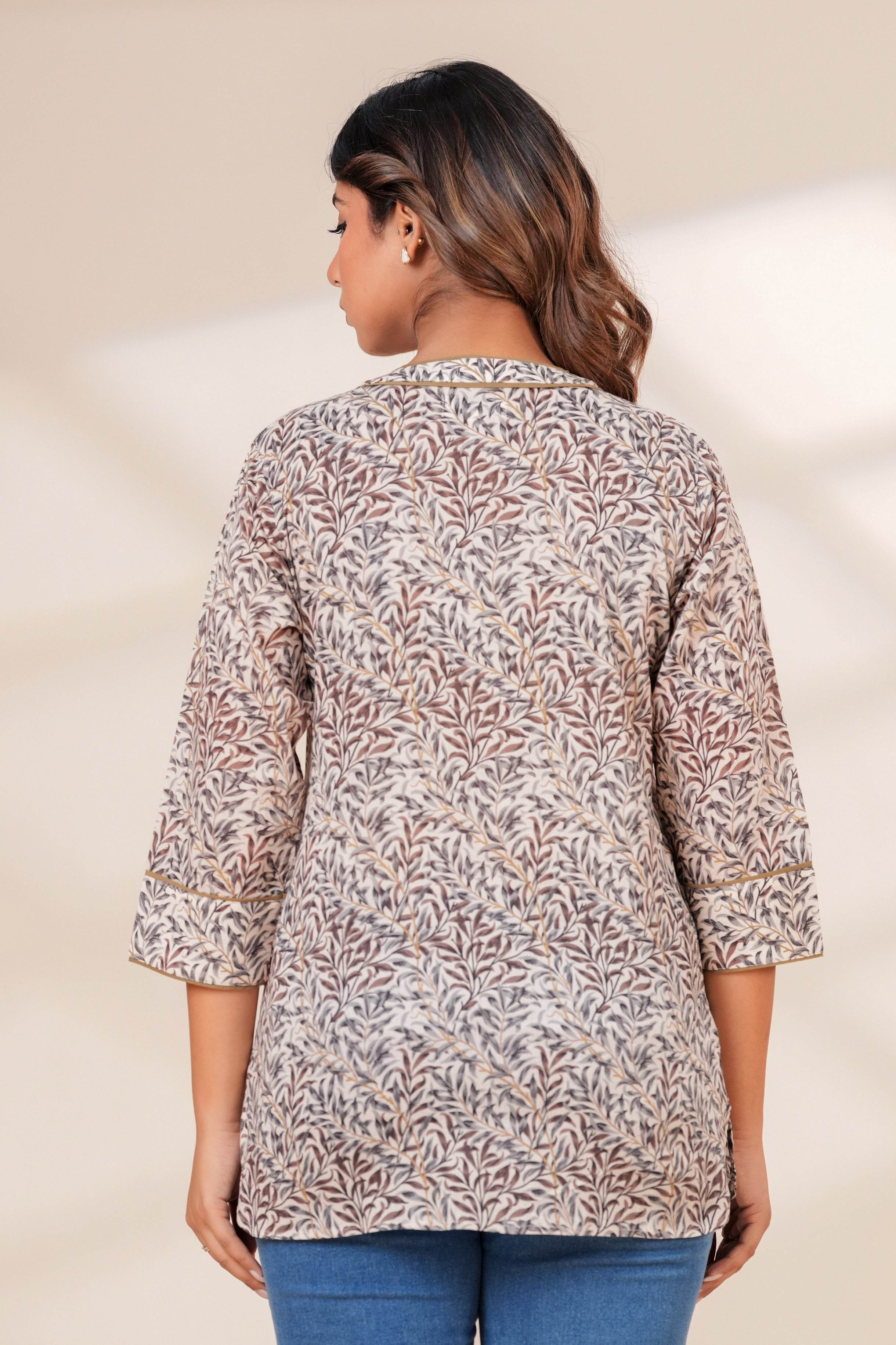 Women Cotton Hand Block Printed V-Neck Summer Top