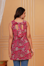 Anaya Hand Block Print Cotton Tunic | Sweetheart Neck with Side Slits