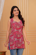 Anaya Hand Block Print Cotton Tunic | Sweetheart Neck with Side Slits