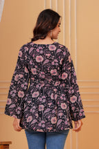 Luna Cotton Hand Block Print Top | Square Neck Floral Cotton Blouse for Women
