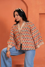 Ira Cotton Floral Hand Block Print Tie-Up Top