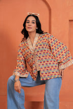 Ira Cotton Floral Hand Block Print Tie-Up Top