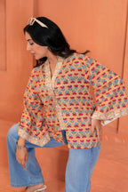 Ira Cotton Floral Hand Block Print Tie-Up Top