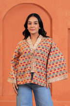 Ira Cotton Floral Hand Block Print Tie-Up Top