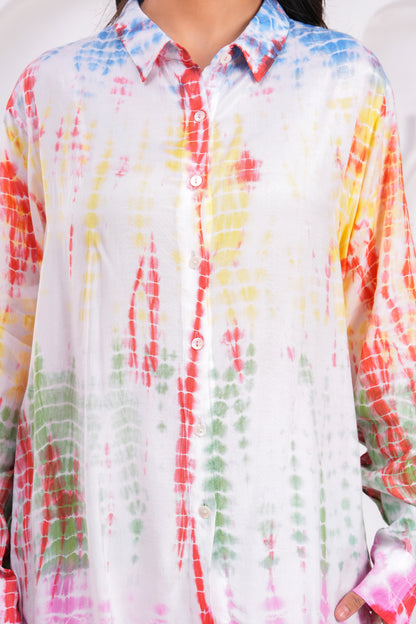 Rainbow Tie-Dye Santoon Co-ord Set – Relaxed Fit with Long Cuff Sleeves