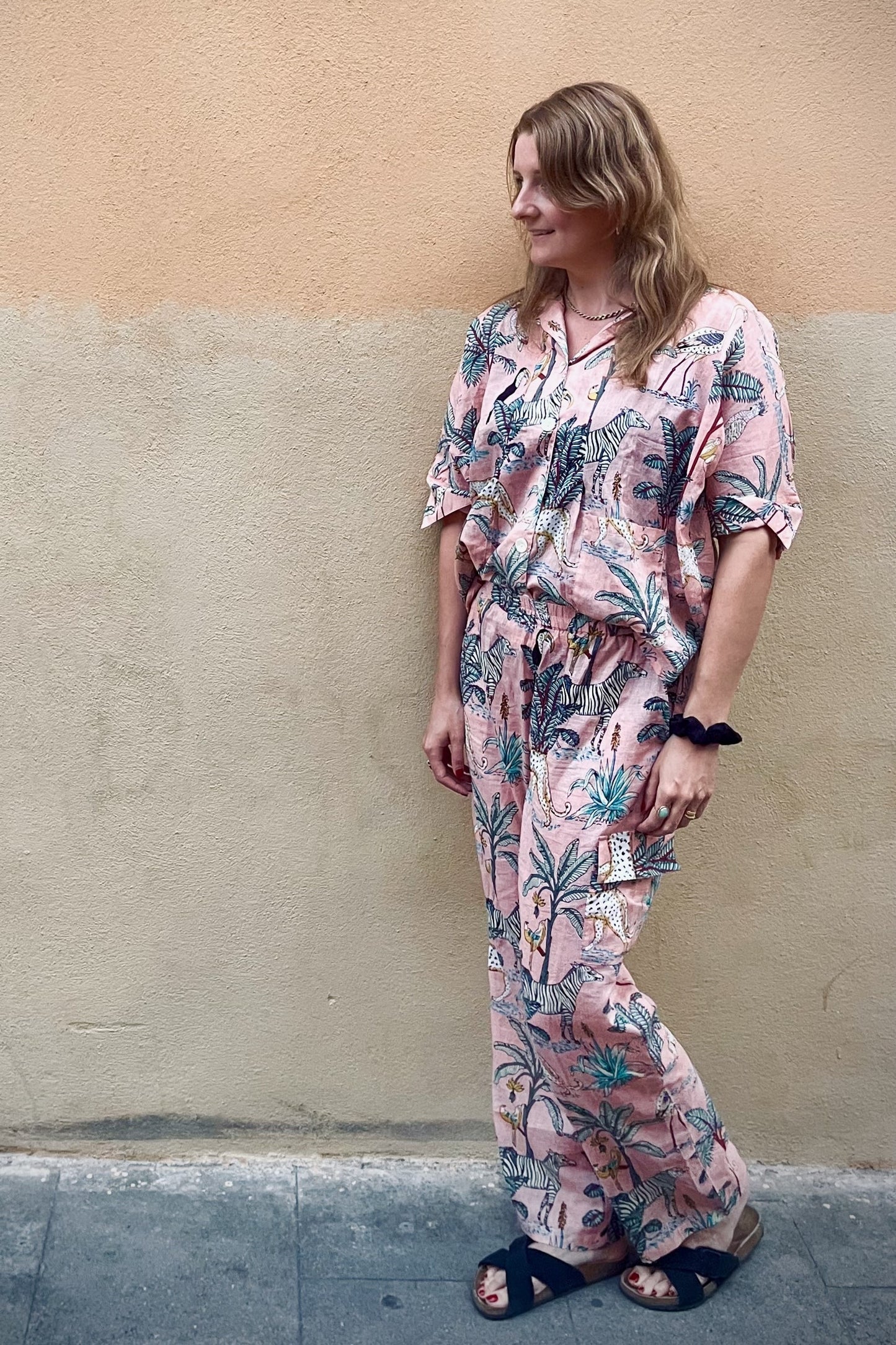 Safari Print Hand Block Cotton Co-ord Set – Relaxed Fit with Half Sleeves