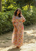 Hand Block printed Ashiya Wrap Around Maxi Dress