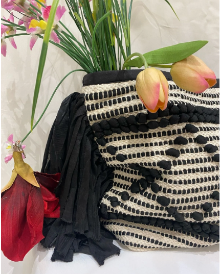 Textured Boho Fringe Tote Bag