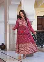 Hand Block Printed Cotton Quilted Reina Maxi Dress